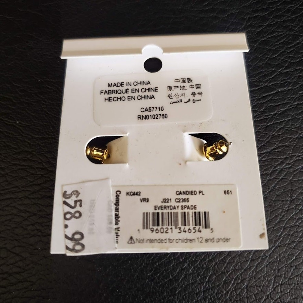 Kate Spade Everyday Spade Huggie Hoop Dangle Earrings Pink Enamel Gold‎ NWT - Picture 4 of 7